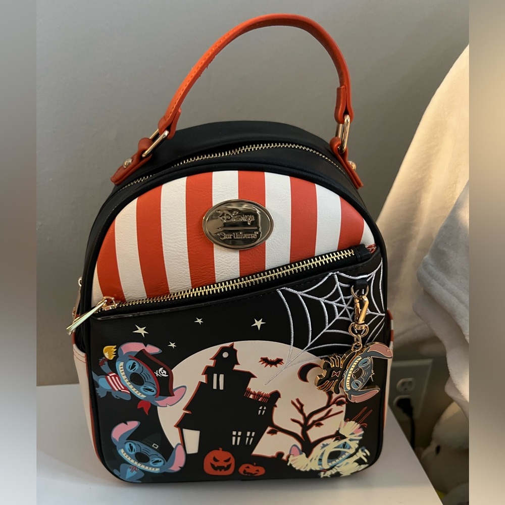 NWOT Stitch Her Universe Halloween Backpack - Black, Orange, and White